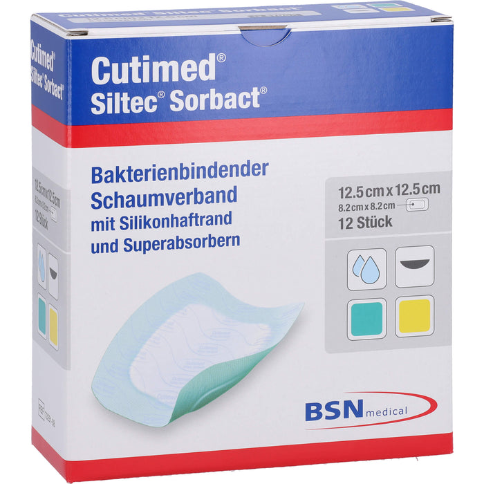 Cutimed Siltec Sorbact B 12,5x12,5cm, 12 St KOM