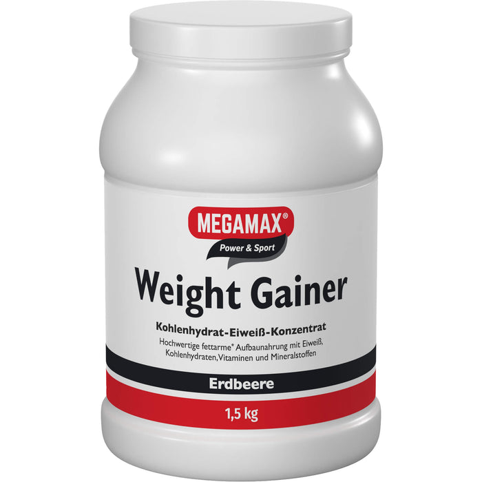 MEGAMAX Power & Sport Weight Gainer Pulver Erdbeer-Geschmack, 1500 g Powder