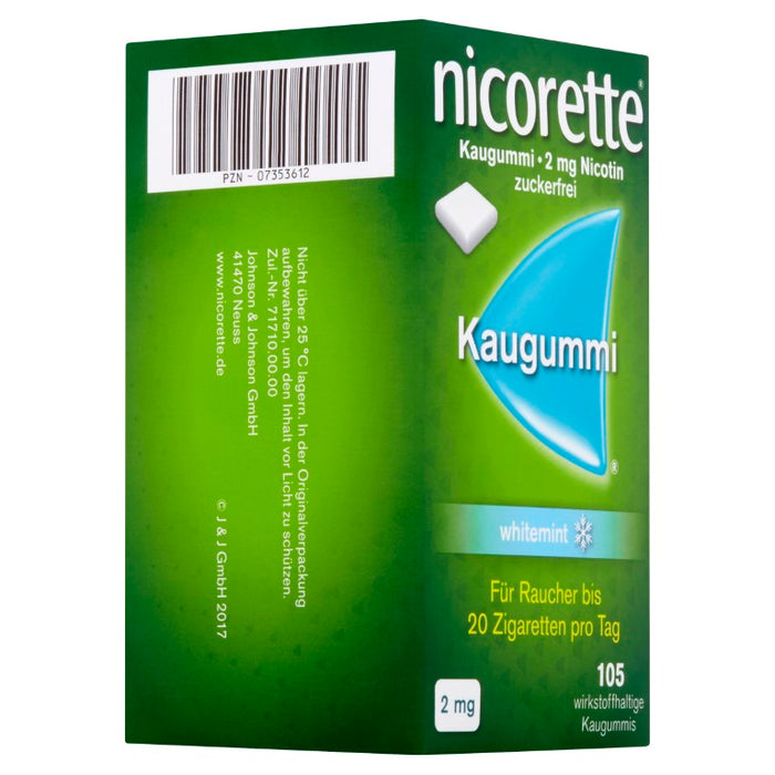 nicorette 2 mg whitemint Kaugummi für Raucher, 105 St. Kaugummi