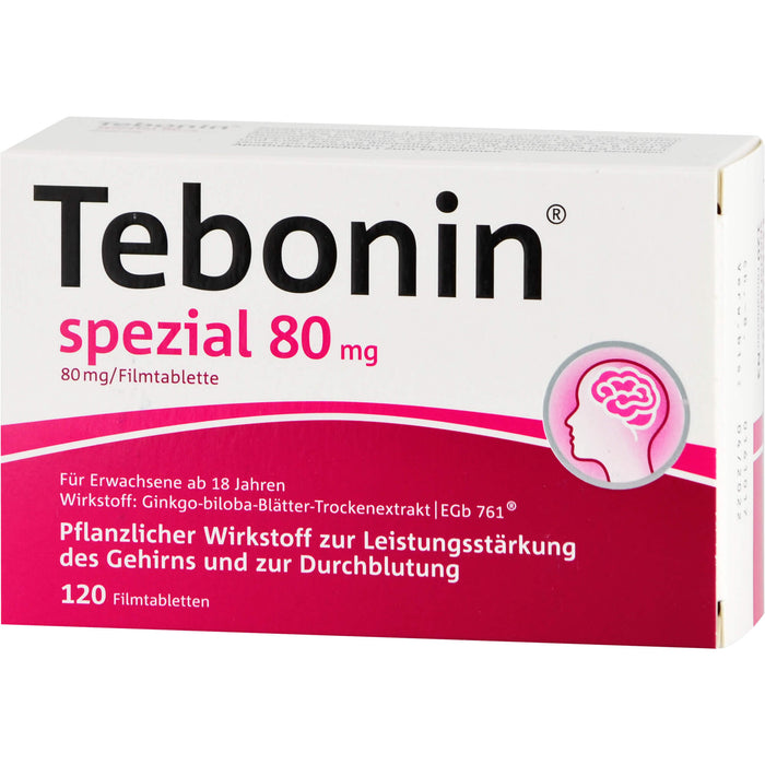 Tebonin spezial 80 mg Filmtabletten zur Leistungsstärkung des Gehirns und zur Durchblutung, 120 pc Tablettes