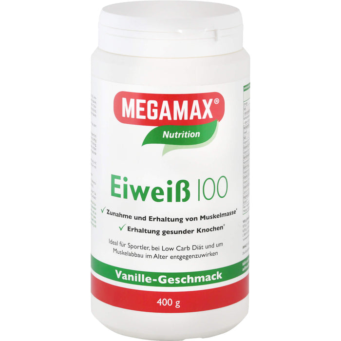 MEGAMAX Nutrition Eiweiß 100 Pulver Vanille-Geschmack, 400 g Powder