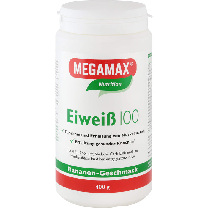 MEGAMAX Nutrition Eiweiß 100 Pulver Bananen-Geschmack, 400 g Powder