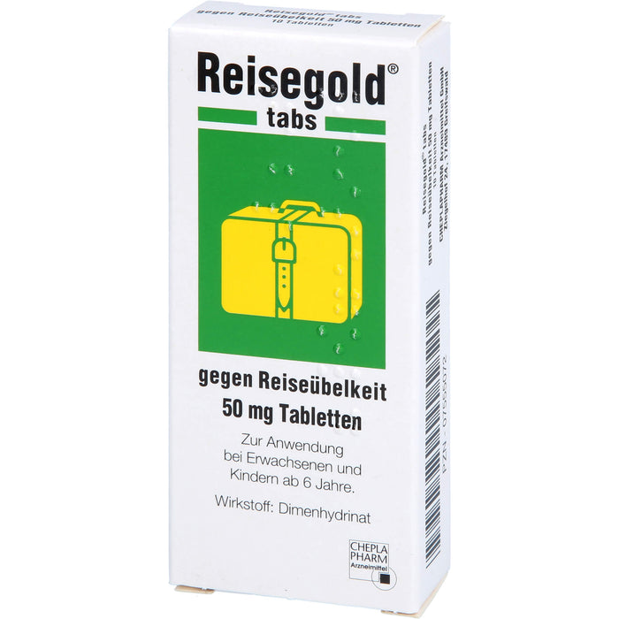 Reisegold tabs Tabletten gegen Reiseübelkeit, 10 pcs. Tablets