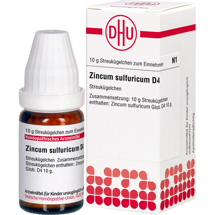 DHU Zincum sulfuricum D4 Streukügelchen, 10 g Globuli