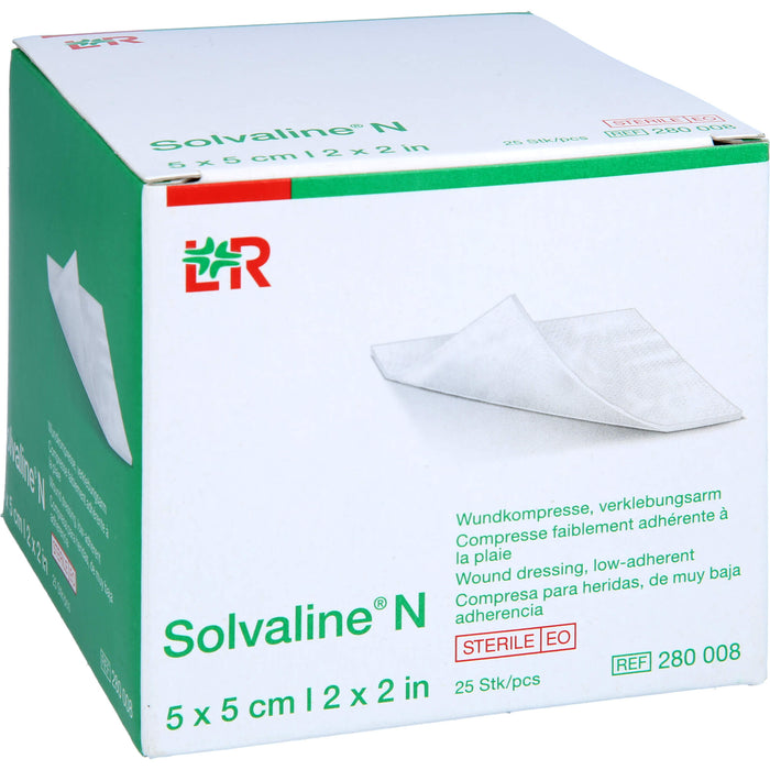 Solvaline N Wundkompresse, verklebungsarm 5 x 5 cm, 25 pcs. Compresses