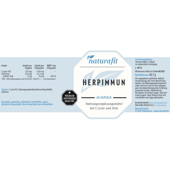 naturafit Herpimmun Kapseln, 60 pcs. Capsules