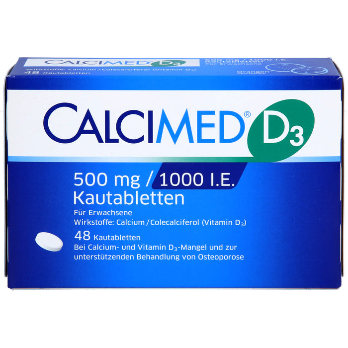 CALCIMED D3 500mg / 1000 I.E. Kautabletten, 48 pc Tablettes