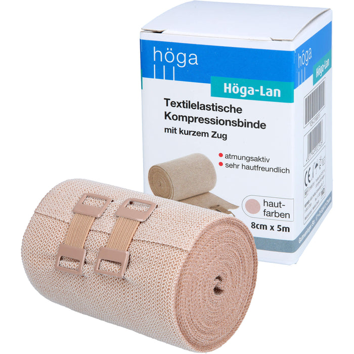 Höga-Lan textilelastische Kompressionsbinde mit kurzem Zug 8 cm x 5 m, 1 St. Binde