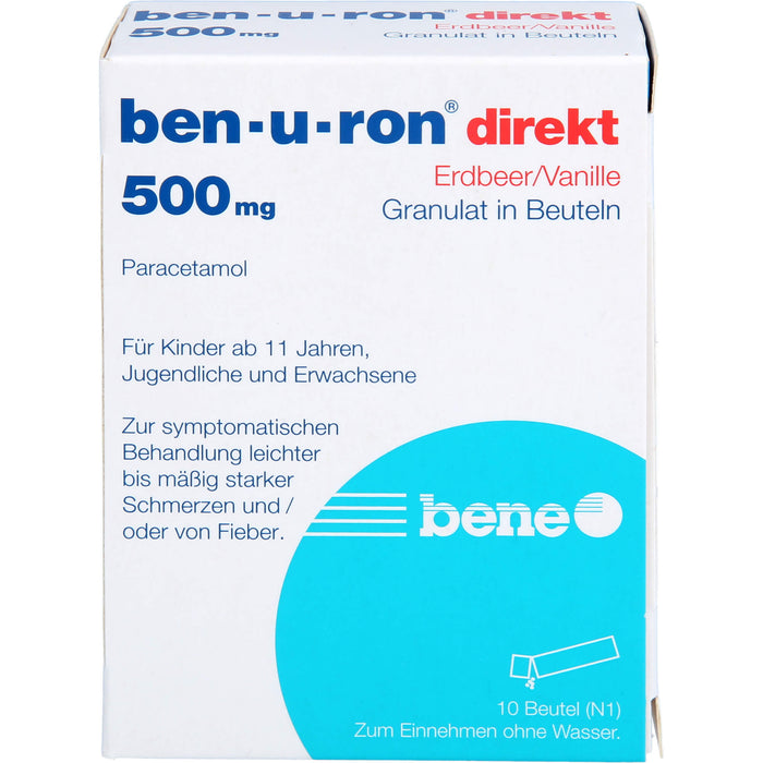 ben-u-ron direkt 500 mg Granulat Erdbeer/Vanille, 10 St. Beutel