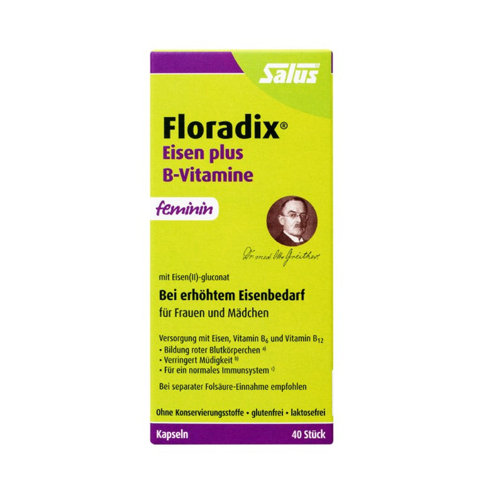 Floradix Eisen plus B-Vitamine feminin Kapseln, 40 pc Capsules