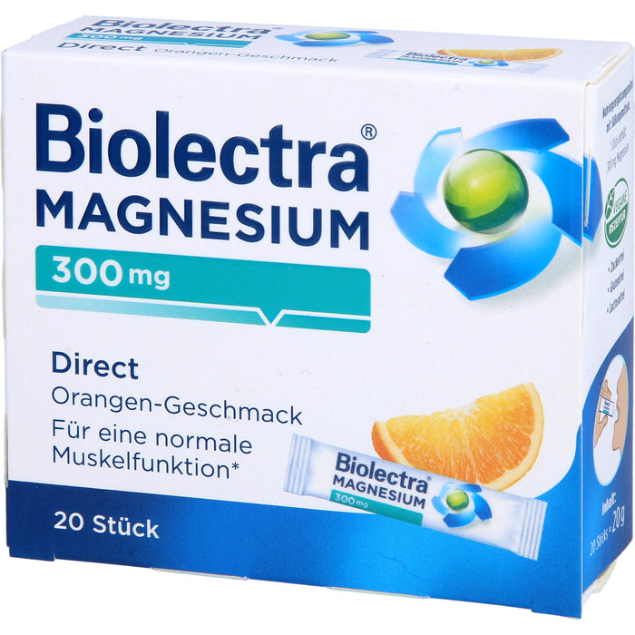 Biolectra Magnesium 300 mg direct Orangengeschmack Pellets in Sticks , 20 pc Sachets