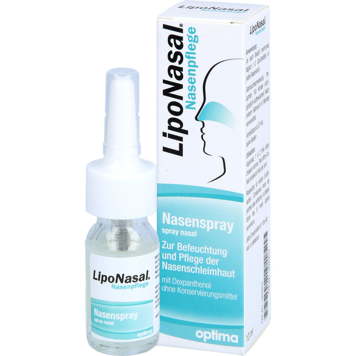 LipoNasal Nasenpflege, Nasenspray zur Befeuchtung und Pflege der Nasenschleimhaut, mit Dexpanthenol, ohne Konservierungsmittel, 10 ml Lösung