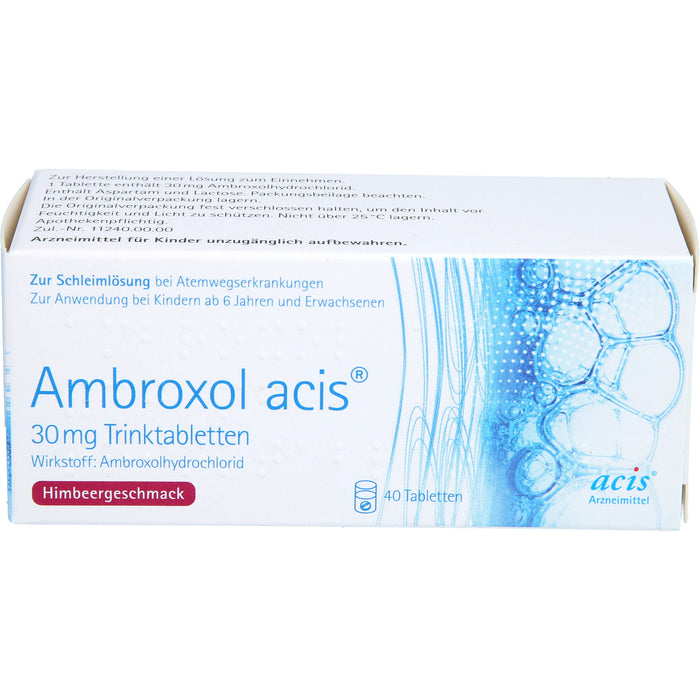 Ambroxol acis 30 mg Trinktabletten zur Schleimlösung bei Atemwegserkrankungen, 40 pcs. Tablets