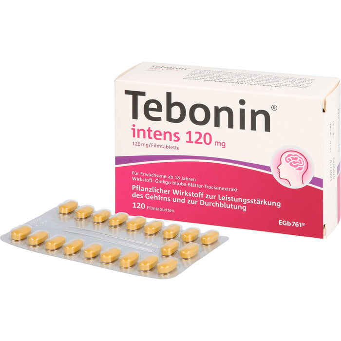 Tebonin intens 120 mg Filmtabletten zur Leistungsstärkung des Gehirns und zur Durchblutung, 120 pc Tablettes