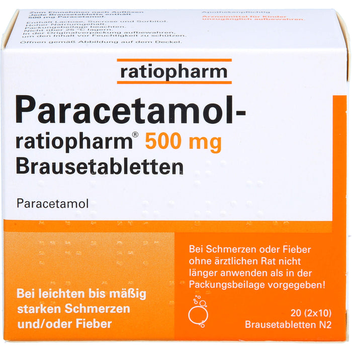 Paracetamol-ratiopharm 500 mg Brausetabletten, 20 pcs. Tablets