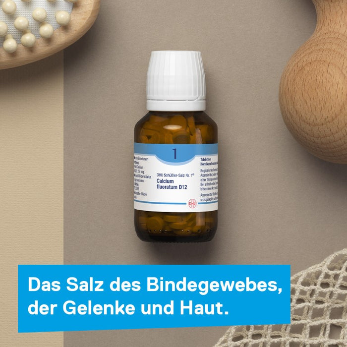 DHU Schüßler-Salz Nr. 1 Calcium fluoratum D12 – Das Mineralsalz des Bindegewebes, der Gelenke und Haut – das Original – umweltfreundlich im Arzneiglas, 420 St. Tabletten