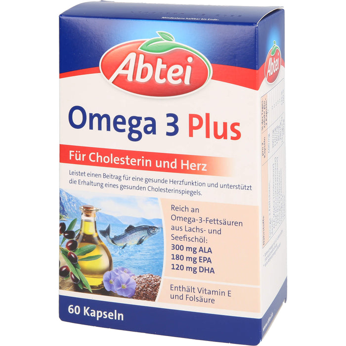 Abtei Omega 3-6-9 Lachsöl+Leinöl+Olivenöl, 60 St KAP