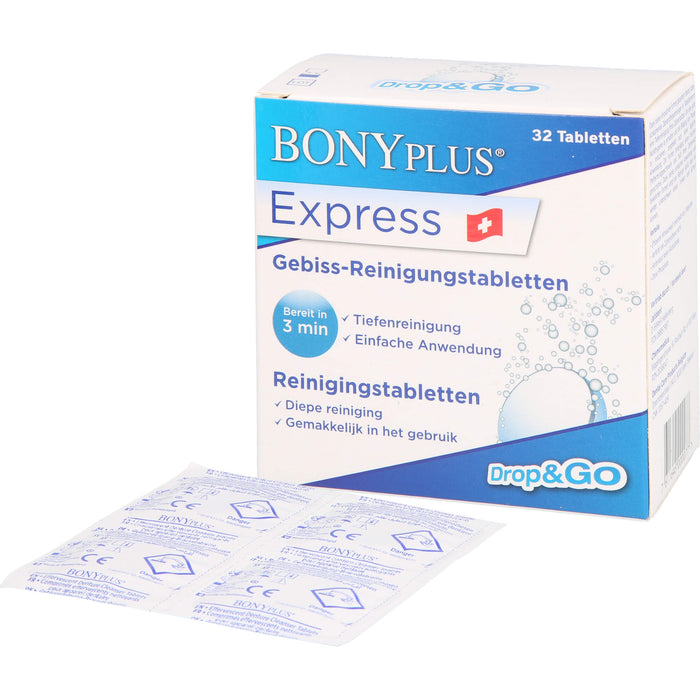 BONYPLUS Express Gebiss-Reinigungsbrausetabletten, 32 pcs. Effervescent tablets