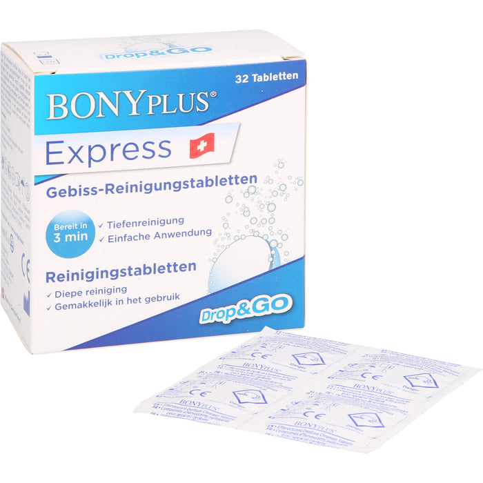 BONYPLUS Express Gebiss-Reinigungsbrausetabletten, 32 St. Brausetabletten