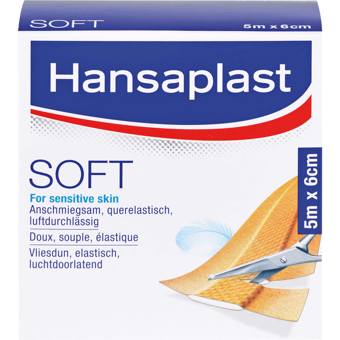 Hansaplast Soft Pflaster 5 m x 6 cm besonders hautfreundlich, 1 pc Pansement