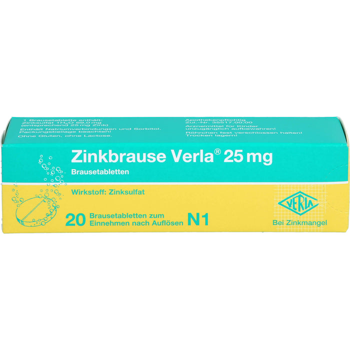 Zinkbrause Verla 25 mg Brausetabletten, 20 pc Tablettes