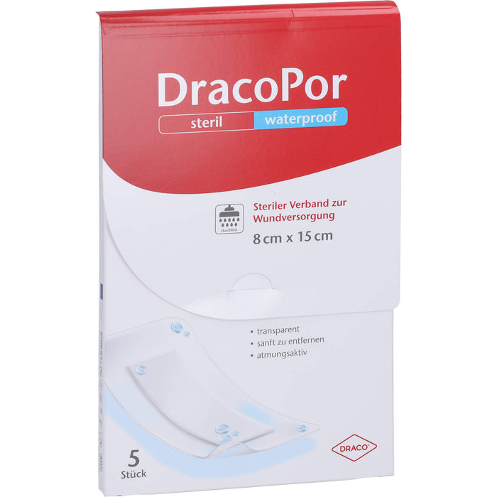 Dracopor Waterproof Wundverband steril 15cmx8cm, 5 St. Wundauflagen