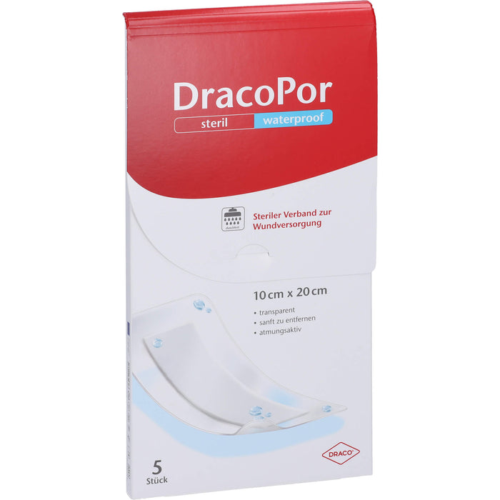 DracoPor waterproof steriler Wundverband 10 cm x 20 cm transparent, 5 St. Wundauflagen