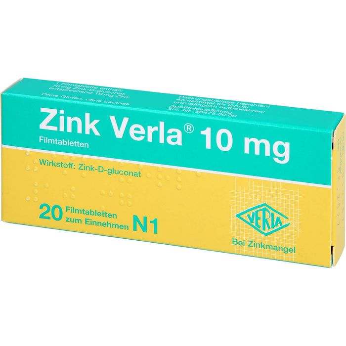 Zink Verla 10 mg Filmtabletten, 20 St. Tabletten