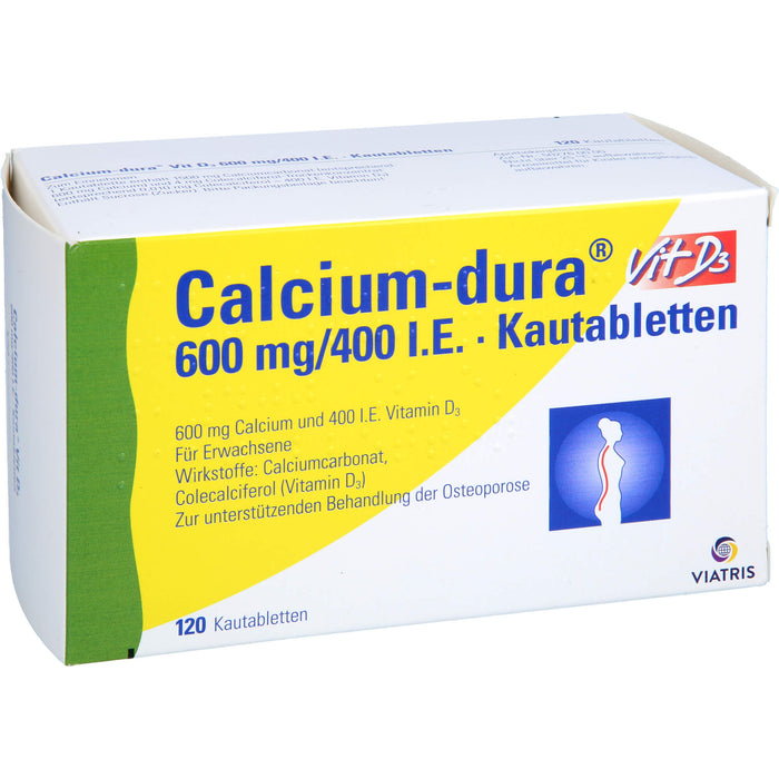 Calcium-dura Vit D3 600 mg/400 I.E., Kautabletten, 120 St KTA