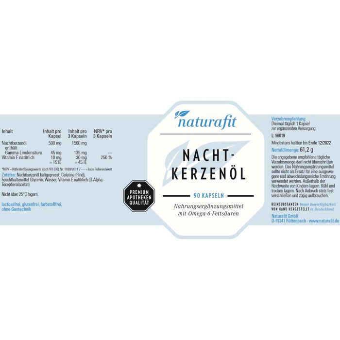 naturafit Nachtkerzenöl Kapseln, 90 pc Capsules