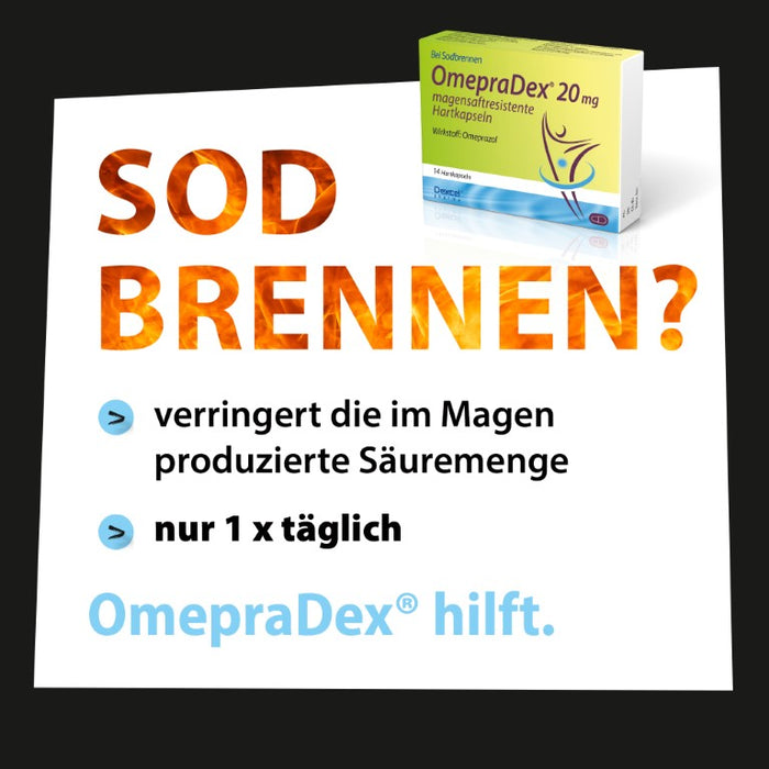 OmepraDex 20 mg Kapseln bei Sodbrennen, 7 pc Capsules