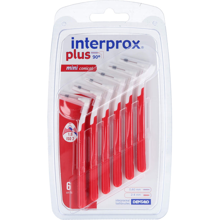 interprox plus 90° mini conical rot Gr. 2 0,9-1 mm Interdentalbürsten, 6 pc Brosses interdentaires