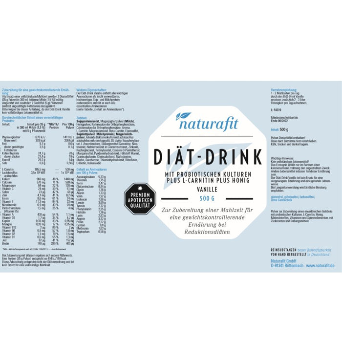 naturafit Diätdrink Pulver, 500 g Powder