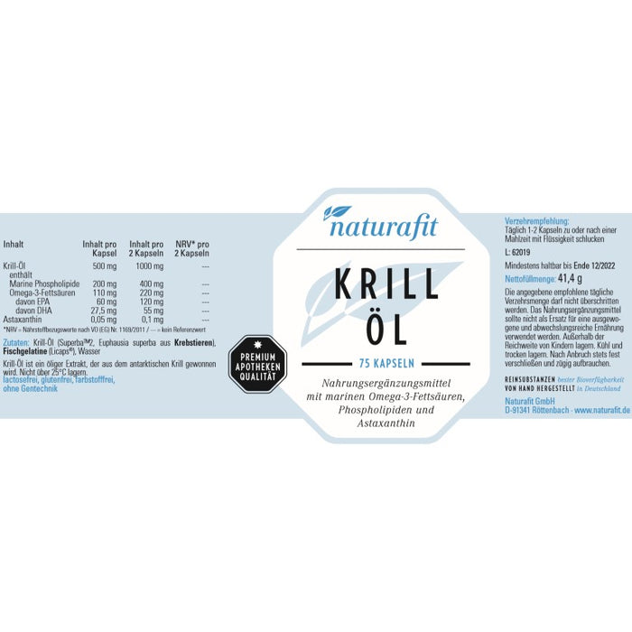 naturafit Krill Öl Kapseln, 75 pc Capsules