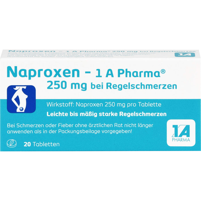 Naproxen - 1 A Pharma 250 mg Tabletten bei Regelbeschwerden, 20 pcs. Tablets