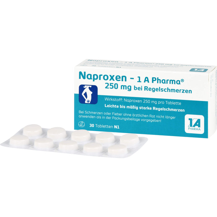 Naproxen - 1 A Pharma 250 mg Tabletten bei Regelschmerzen, 30 St. Tabletten