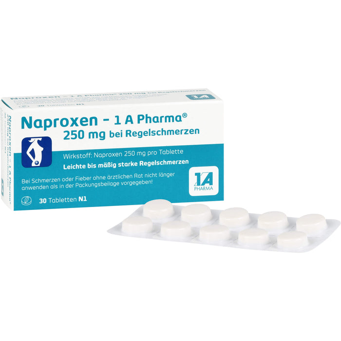 Naproxen - 1 A Pharma 250 mg Tabletten bei Regelschmerzen, 30 pc Tablettes