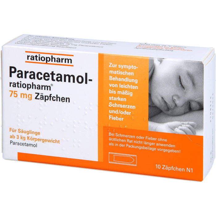 Paracetamol-ratiopharm 75 mg Zäpfchen bei leichten Schmerzen, 10 pc Suppositoires