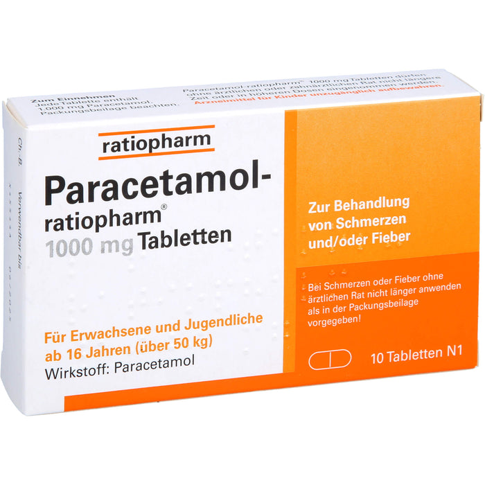 Paracetamol-ratiopharm 1000 mg Tabletten, 10 pcs. Tablets