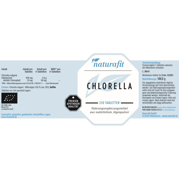 naturafit Chlorella Tabletten, 250 pc Tablettes