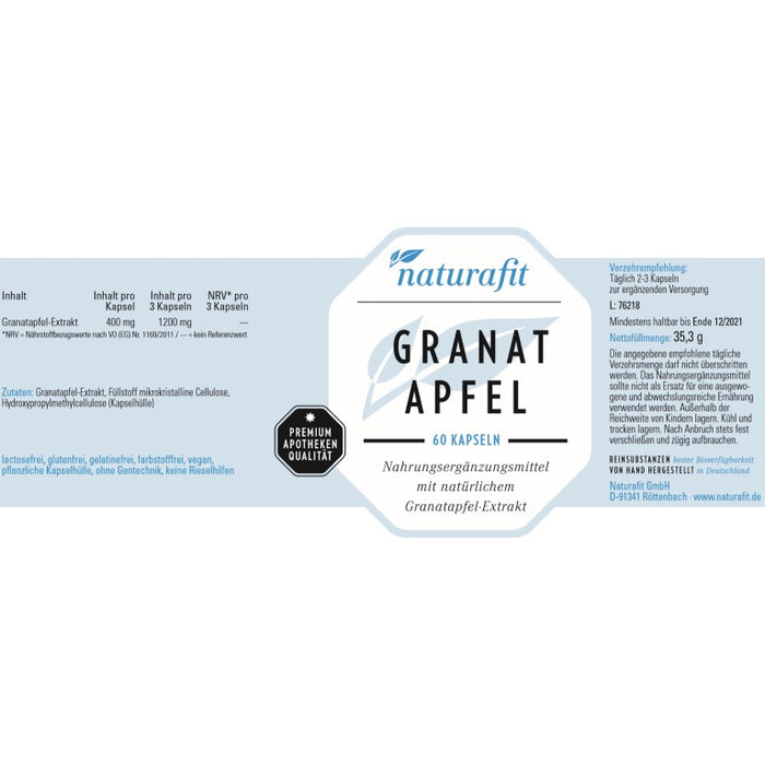 naturafit Granatapfel Kapseln, 60 pcs. Capsules