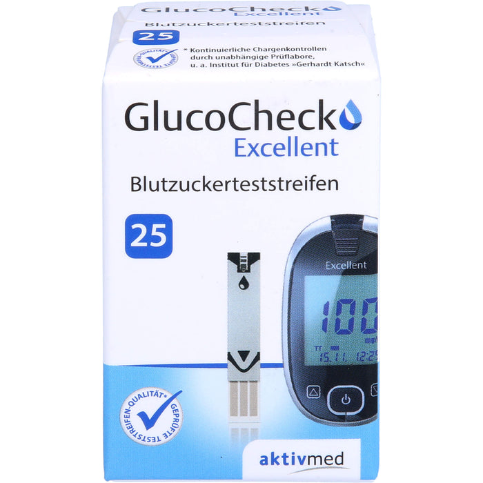 GlucoCheck Excellent Blutzuckerteststreifen, 25 pcs. Test strips