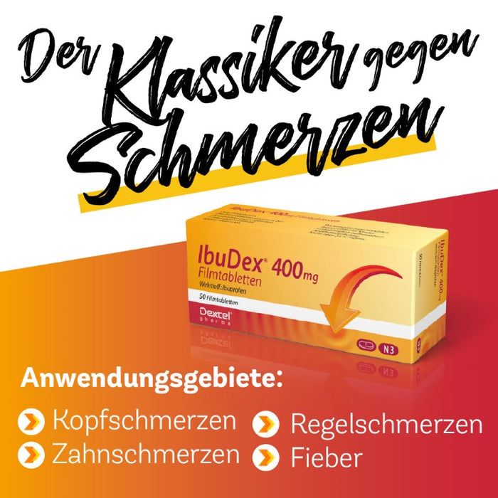 IbuDex 400 mg Filmtabletten bei Schmerzen und Fieber, 10 pcs. Tablets