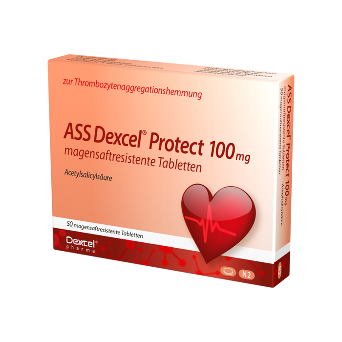 ASS Dexcel Protect 100 mg Tabletten bei Herz-Kreislauf-Erkrankungen, 50 pcs. Tablets