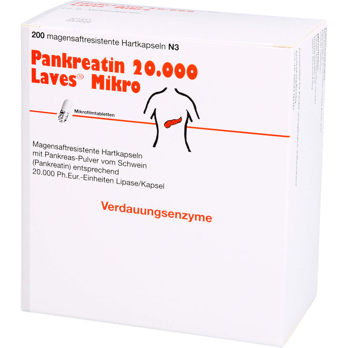 Pankreatin 20.000 Laves Mikro Hartkapseln Verdauungsenzyme, 200 pcs. Capsules