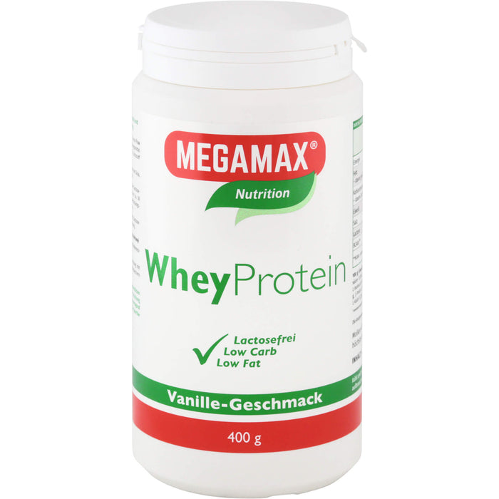 MEGAMAX Basic & Active Whey Protein Molkeneiweiß Pulver Vanille-Geschmack, 400 g Powder