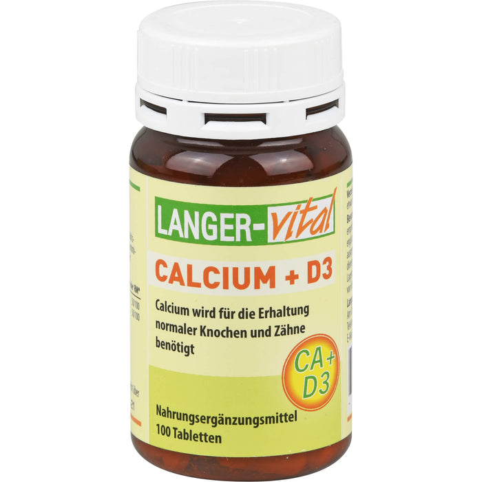 LANGER-vital Calcium 400 mg + D3 Tabletten zur Erhaltung normaler Knochen und Zähne, 100 pc Tablettes