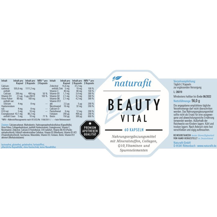 naturafit Beauty Vital Kapseln, 60 St. Kapseln