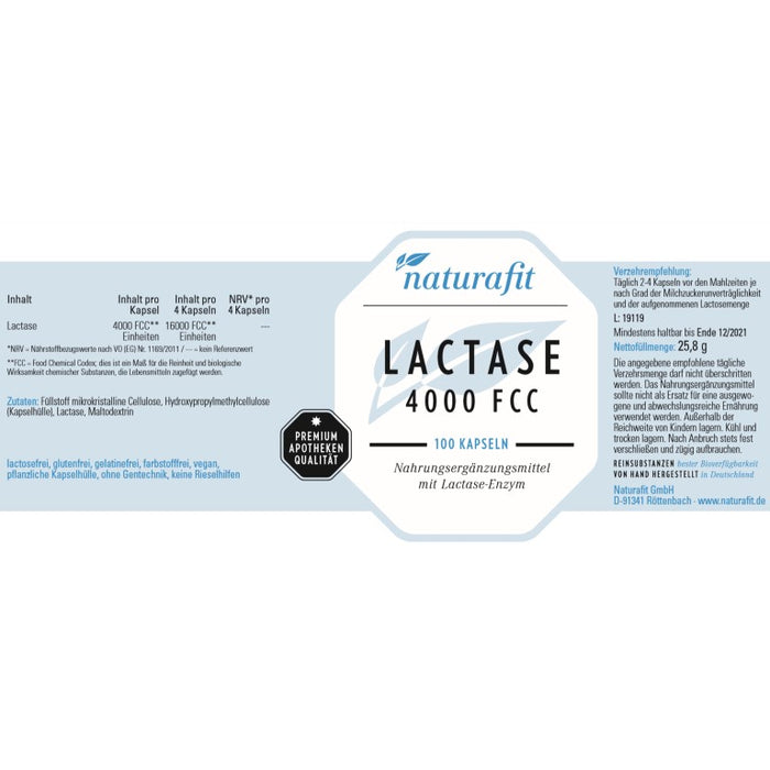 naturafit Lactase 4000 FCC Kapseln, 100 pc Capsules