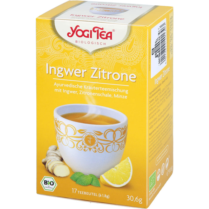 YOGI TEA Ingwer Zitrone ayurvedische Kräuterteemischung, 17 St. Filterbeutel